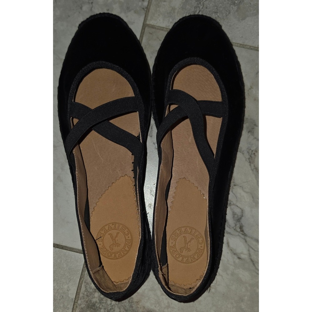Penelope‎ Chilvers Black Velvet Espadrille Ballet Flats Criss Cross Straps Sz 10